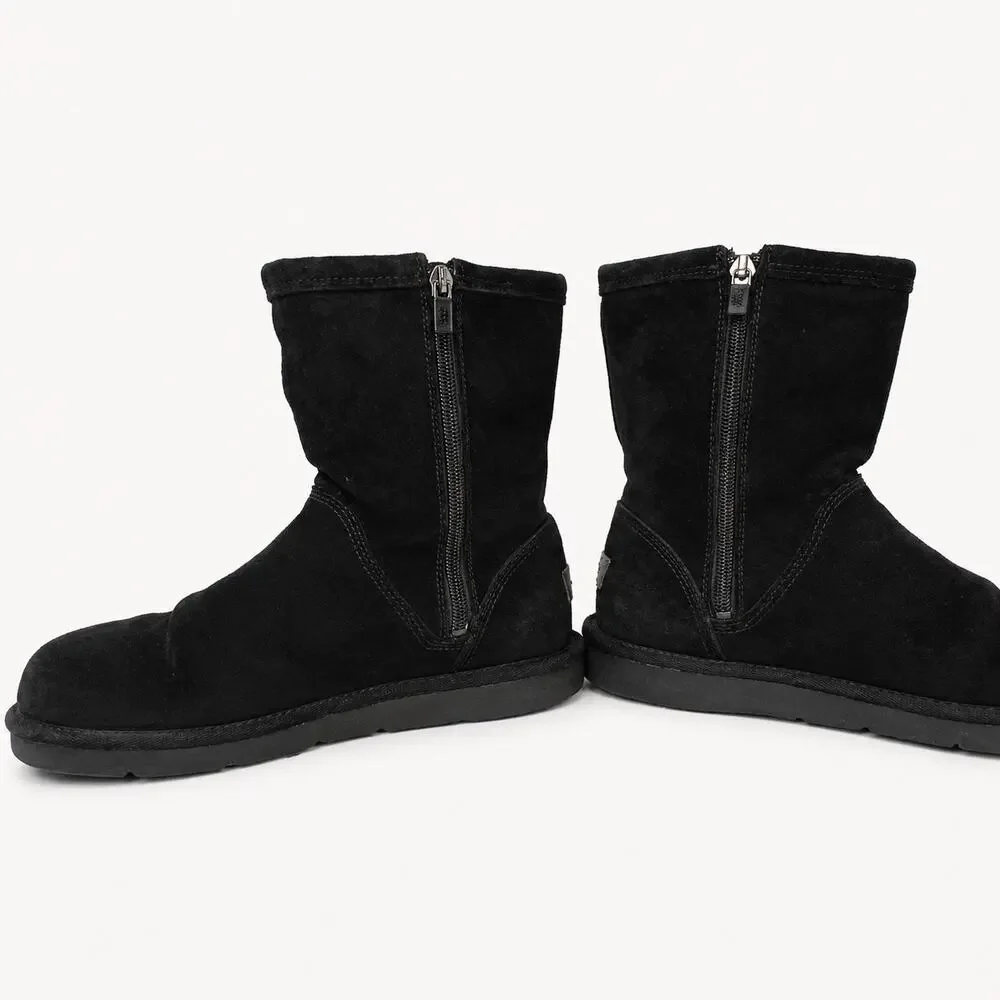 UGG Roslynn 1889 Black Suede & Sheepskin Winter Boots US 8 Zip Up